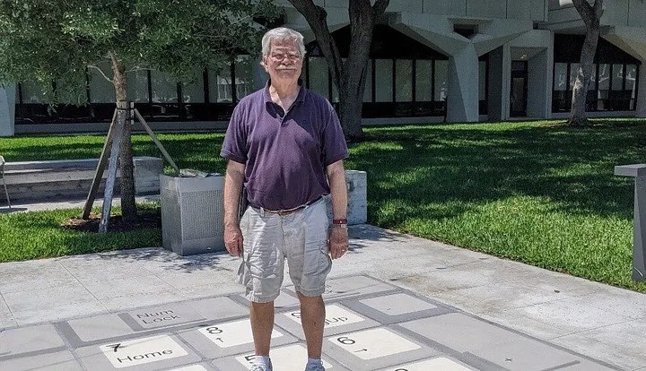 A photograph of Dr. Dave Bradley at the former IBM site in Boca Raton, Florida. 