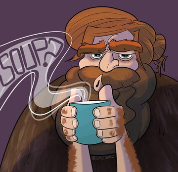Fan art created for the Dropout TV show "Very Important People" depicting Brennan Lee Mulligan dressed like a caveman