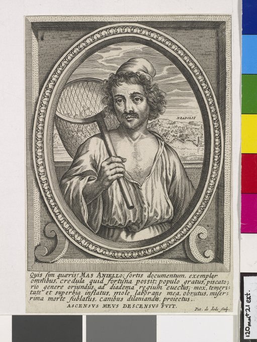 portrait of the revolutionary Masaniello dressed like a fisherman and carrying a fishing net