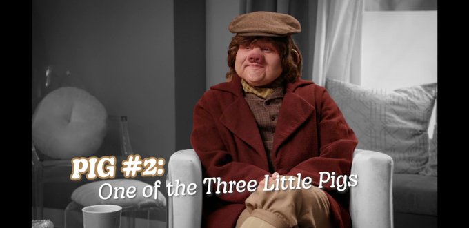 Screenshot from an episode of the Dropout TV show Very Important People, showing Ally Beardsley in makeup and costume