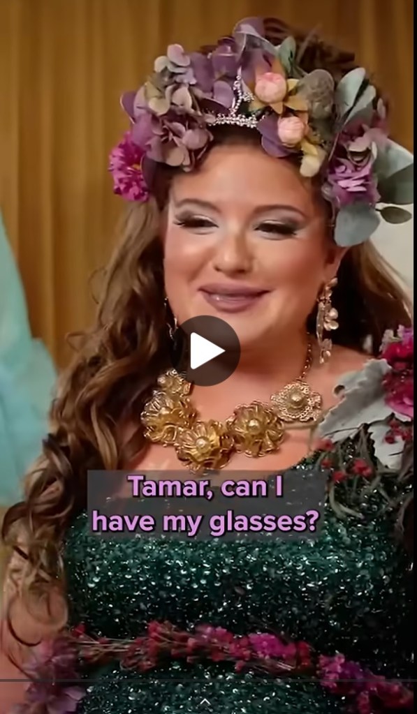 Screenshot of an episode of the Dropout TV show "Very Important People" showing actress Isabella Roland in costume