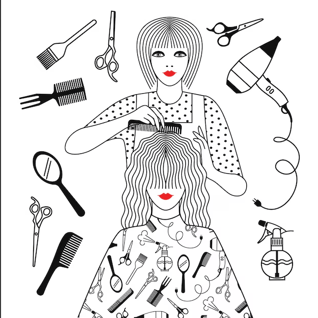 Abstract image of a hairdresser giving a haircut